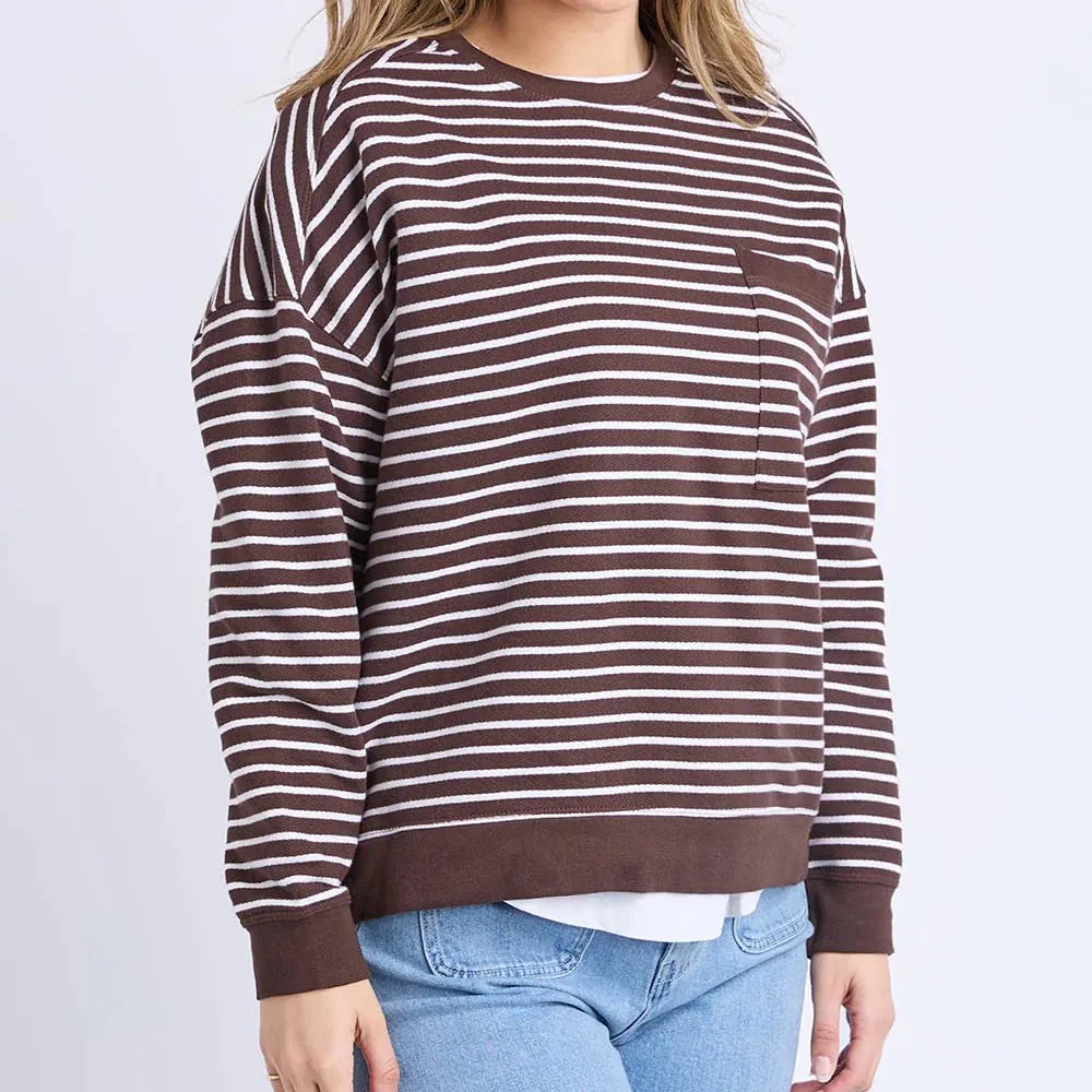 Foxwood Original Stripe Crew | Coffee
