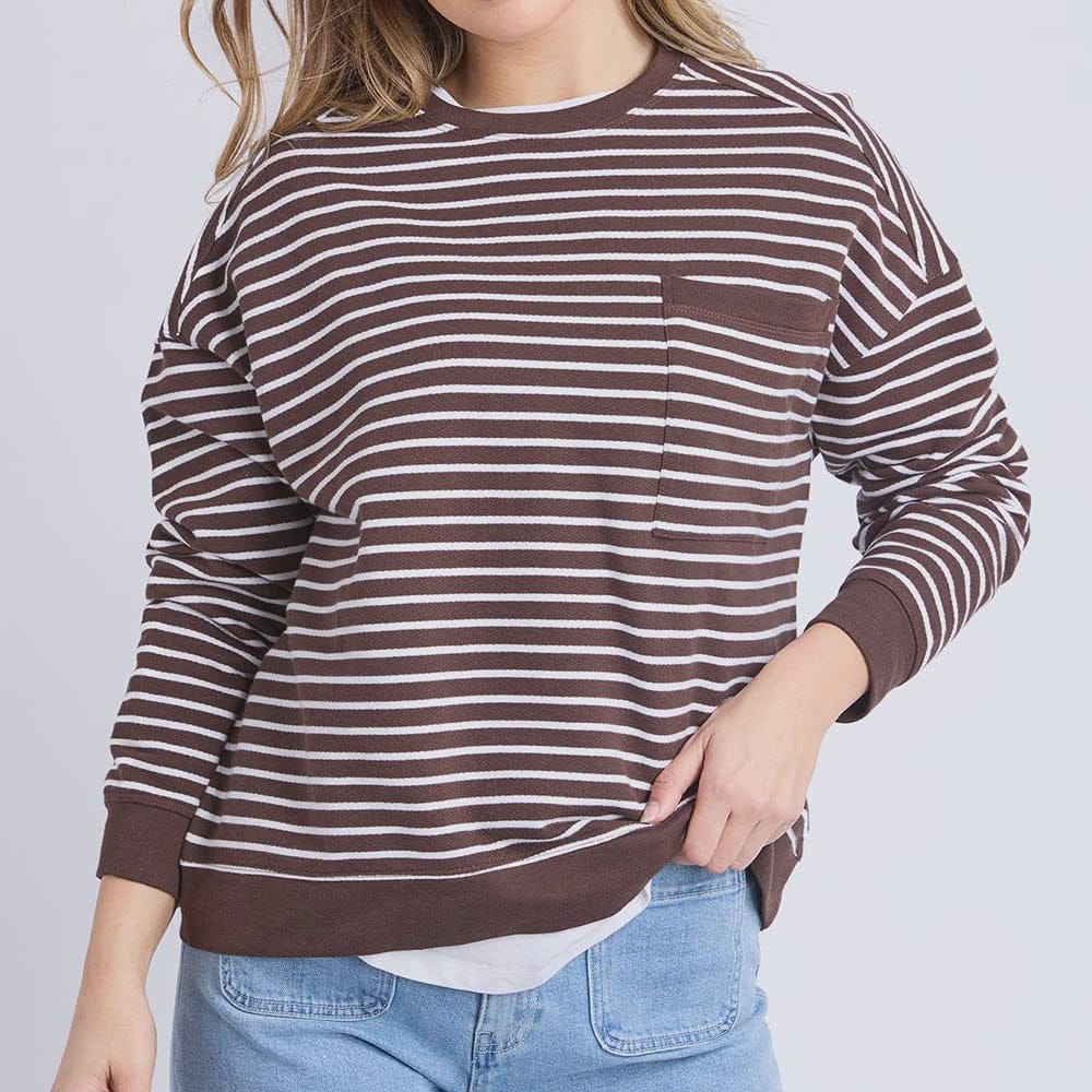 Foxwood Original Stripe Crew | Coffee