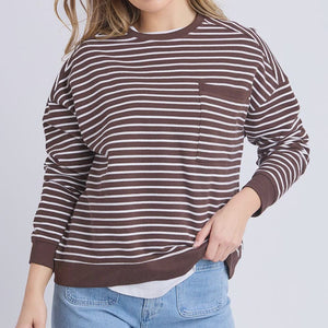 Foxwood Original Stripe Crew | Coffee