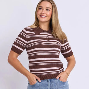 Foxwood Rise Stripe Top | Chocolate