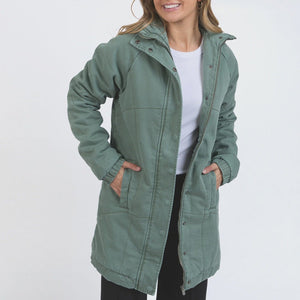 Foxwood Rosalee Longline Jacket | Washed Green