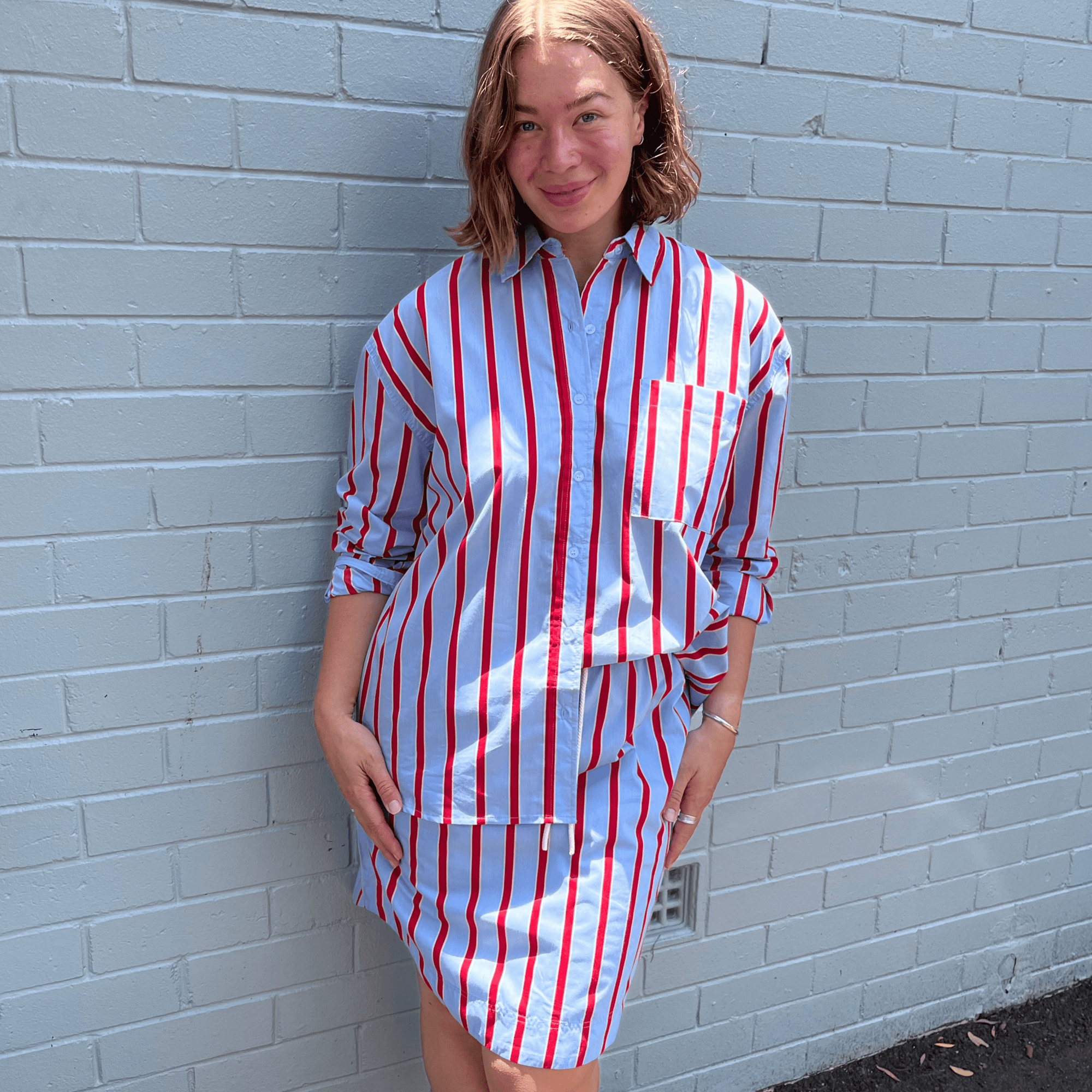 Foxwood Strike Shirt | Blue + Red Stripe