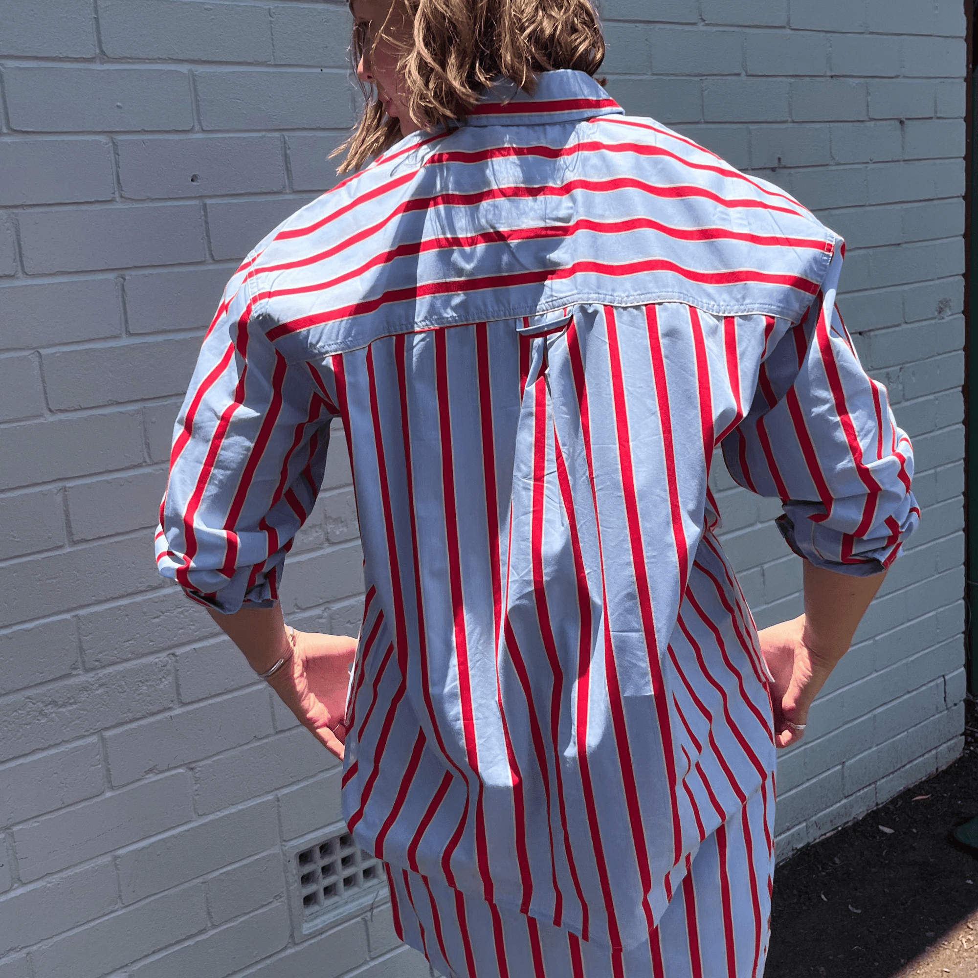 Foxwood Strike Shirt | Blue + Red Stripe