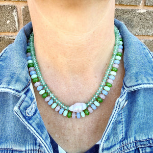 Greenwood Designs Baroque Pearl Pop Necklace | Mint Tones