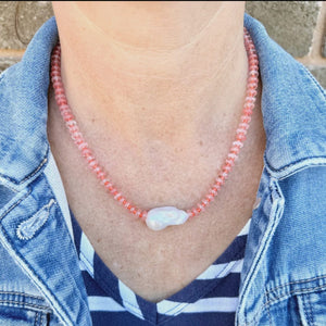 Greenwood Designs Baroque Pearl Pop Necklace | Pink Tones