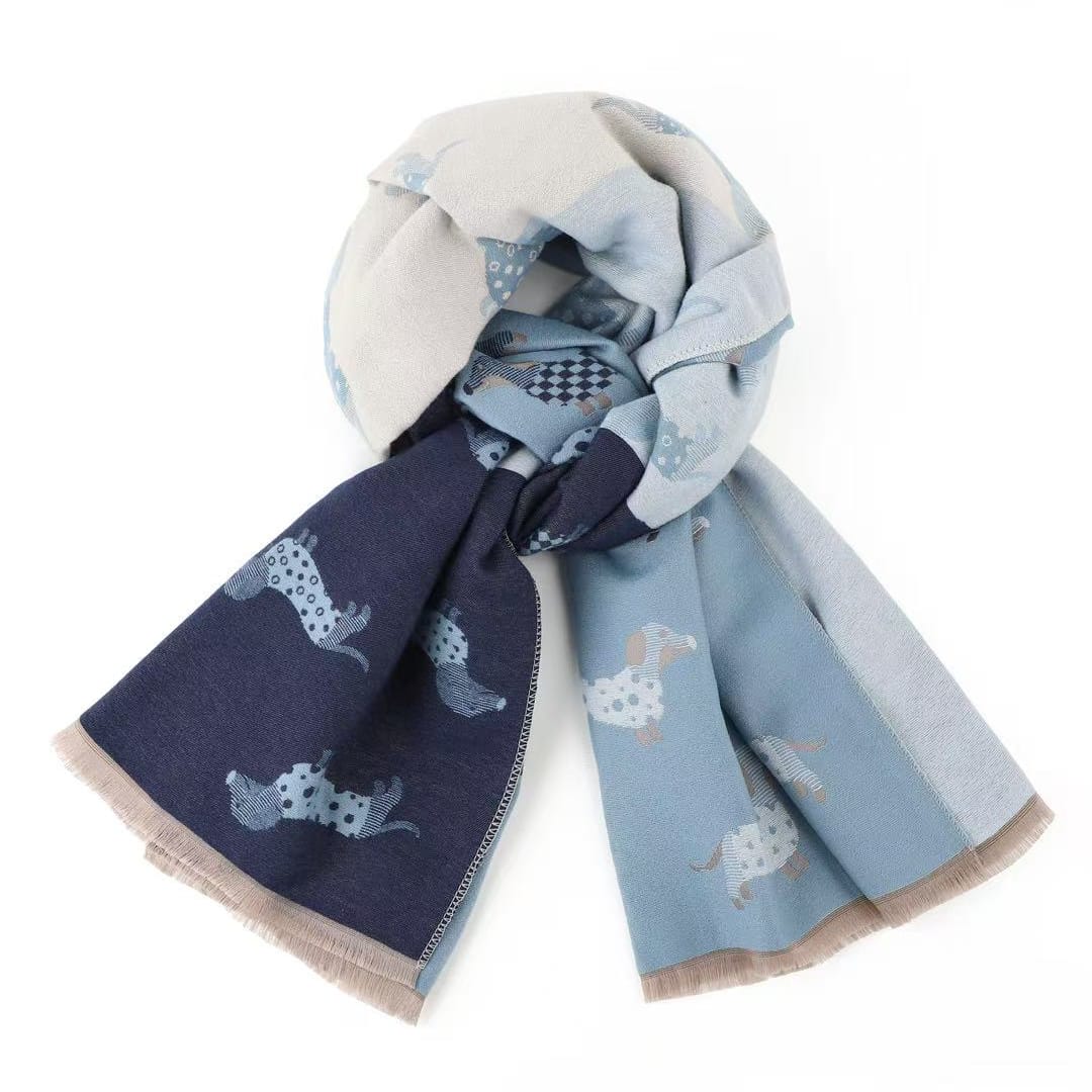 Greenwood Designs Dachshund Scarf | Blues