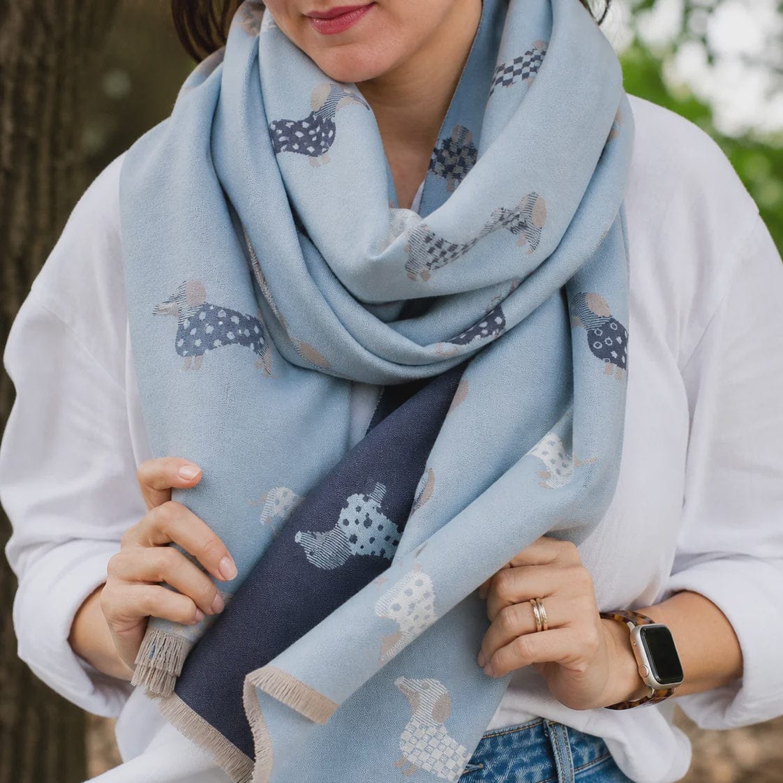 Greenwood Designs Dachshund Scarf | Blues