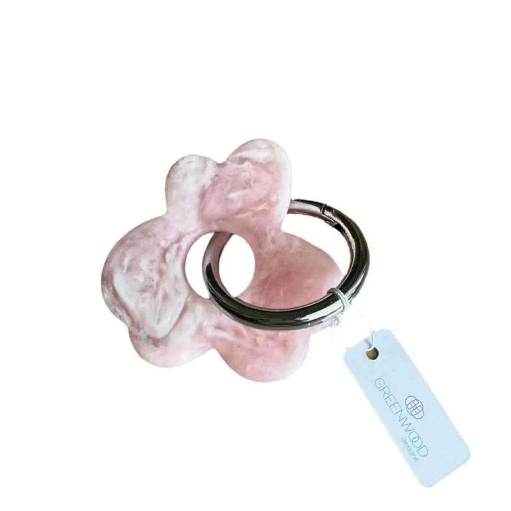Greenwood Designs Floral Resin Keyring Baby Pink