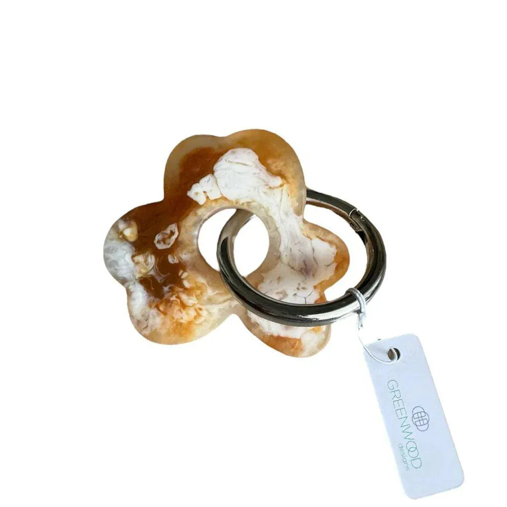 Greenwood Designs Floral Resin Keyring Horn