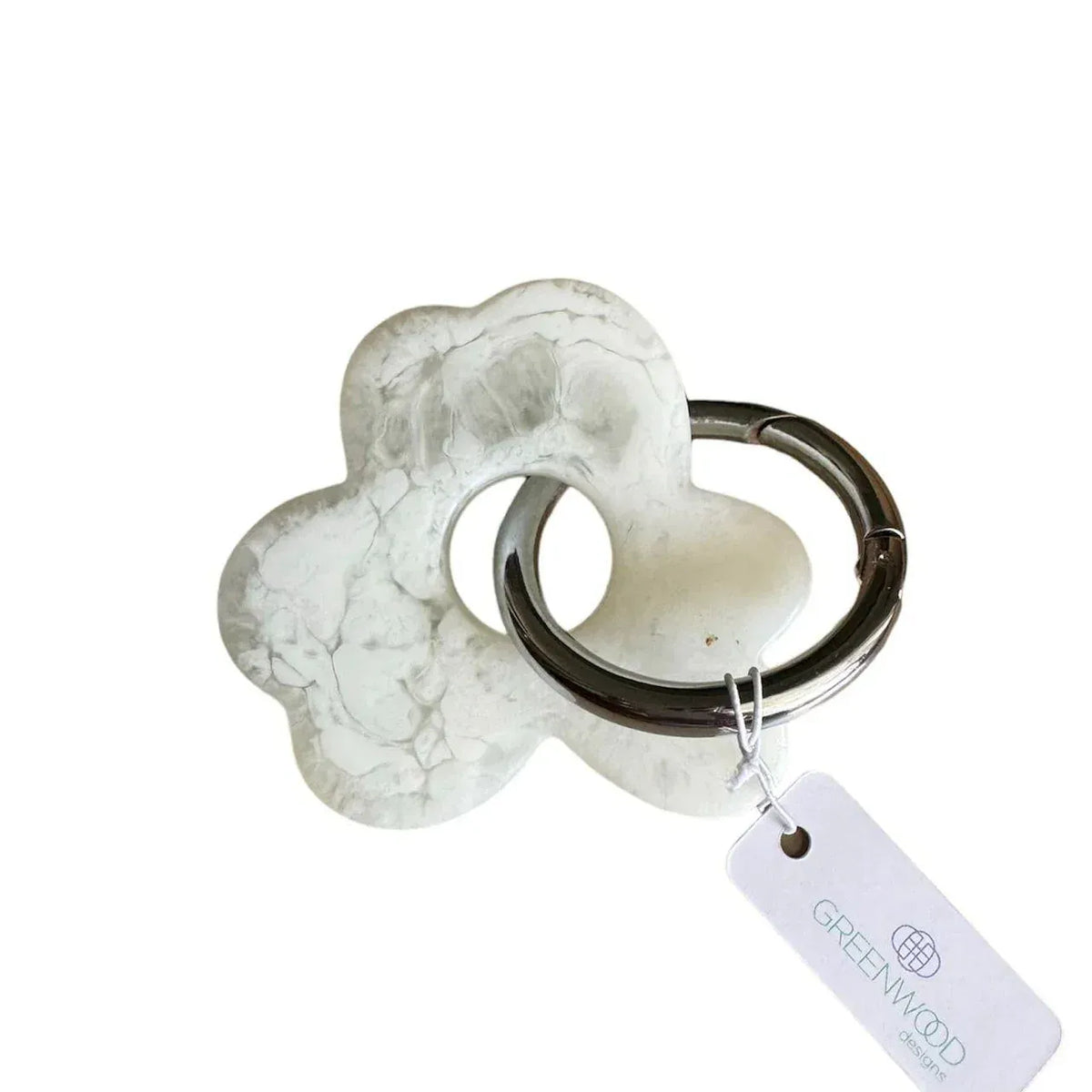 Greenwood Designs Floral Resin Keyring White