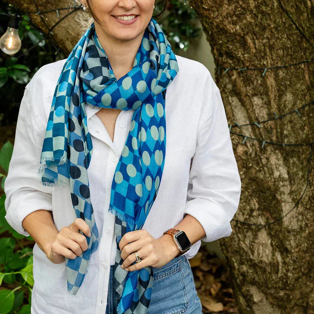 Greenwood Designs Frankie Geo Scarf | Blue