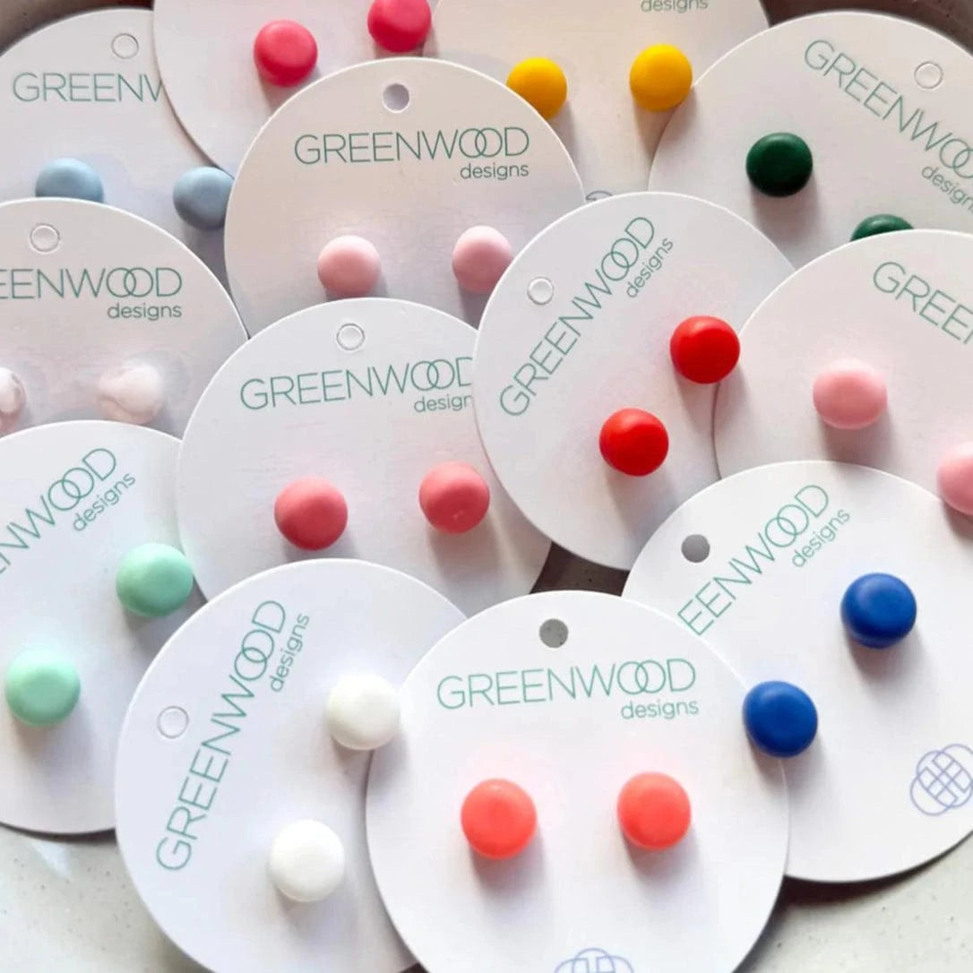 Greenwood Designs Handmade Round Resin Earrings