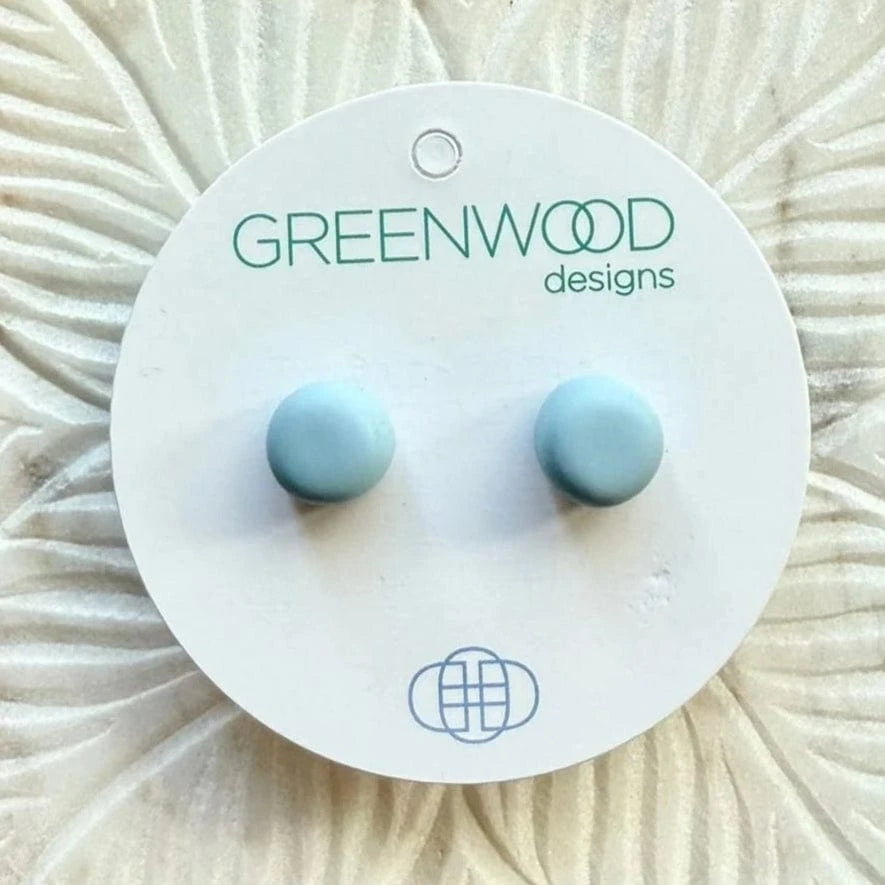 Greenwood Designs Handmade Round Resin Earrings Baby Blue