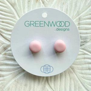 Greenwood Designs Handmade Round Resin Earrings Baby Pink
