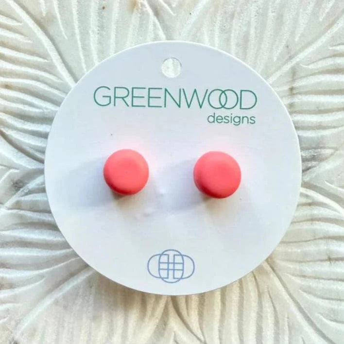 Greenwood Designs Handmade Round Resin Earrings Bright Coral