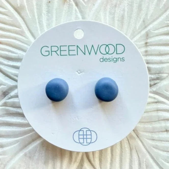 Greenwood Designs Handmade Round Resin Earrings Denim Blue