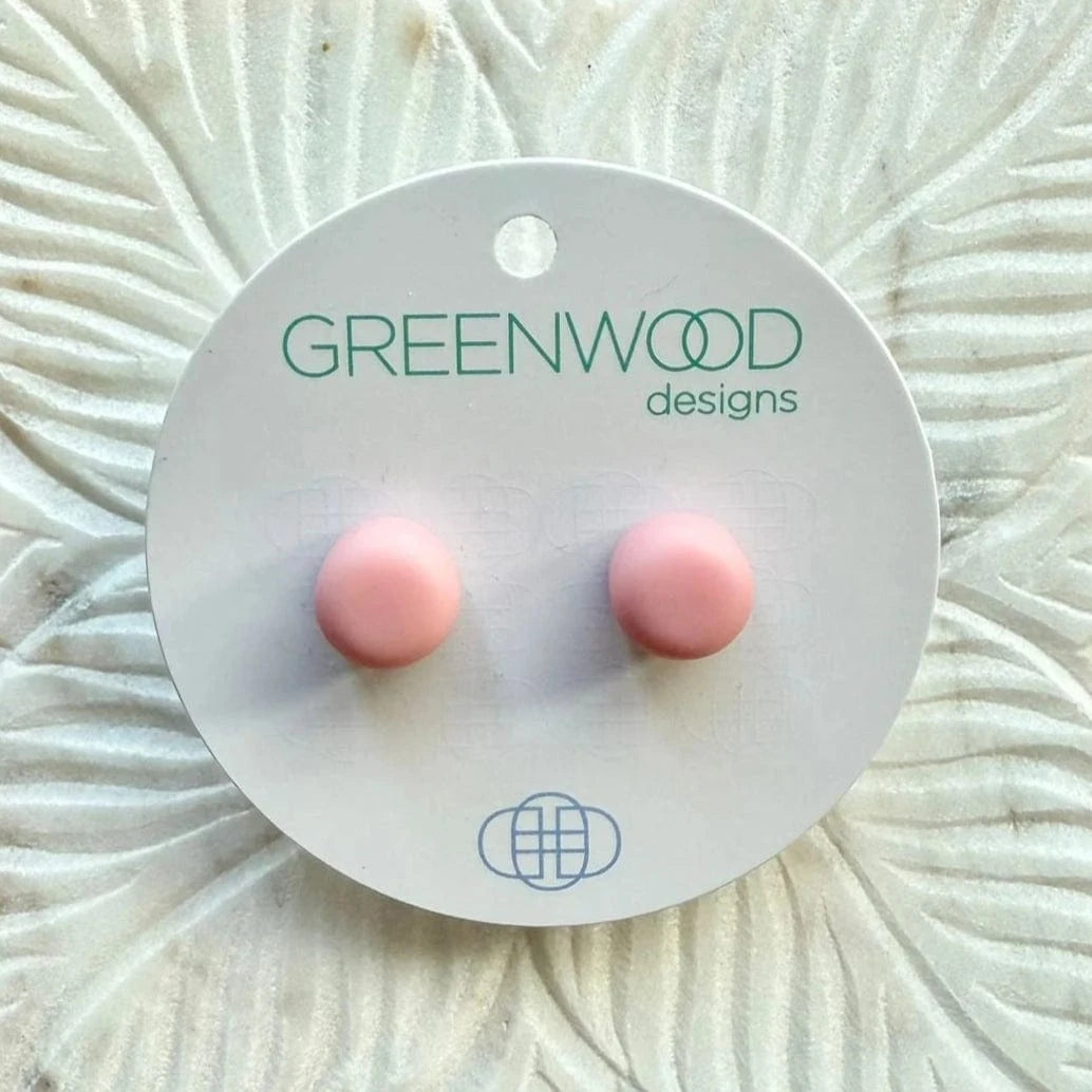 Greenwood Designs Handmade Round Resin Earrings Dusty Pink