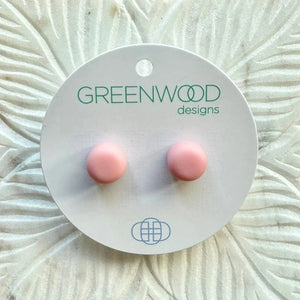 Greenwood Designs Handmade Round Resin Earrings Dusty Pink