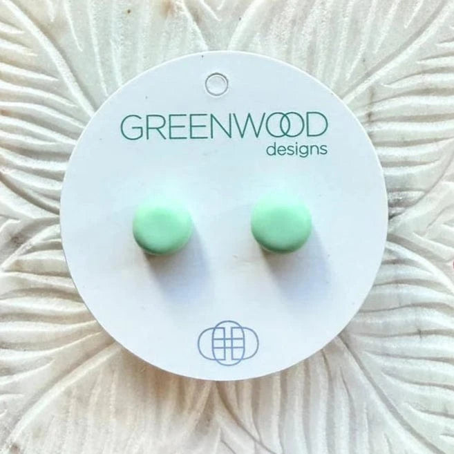Greenwood Designs Handmade Round Resin Earrings Mint