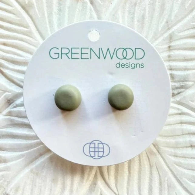 Greenwood Designs Handmade Round Resin Earrings Moss