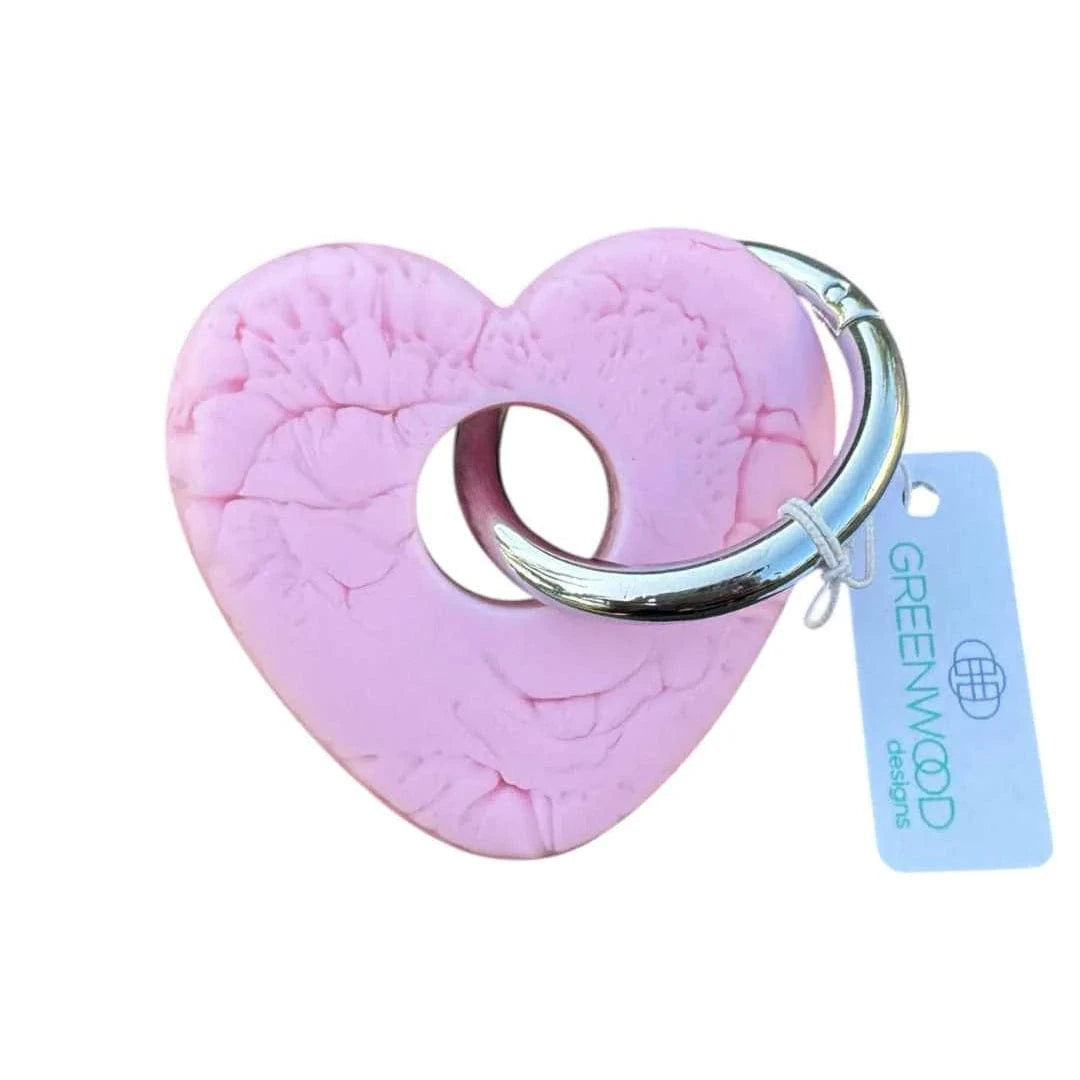 Greenwood Designs Heart Resin Keyring Baby Pink