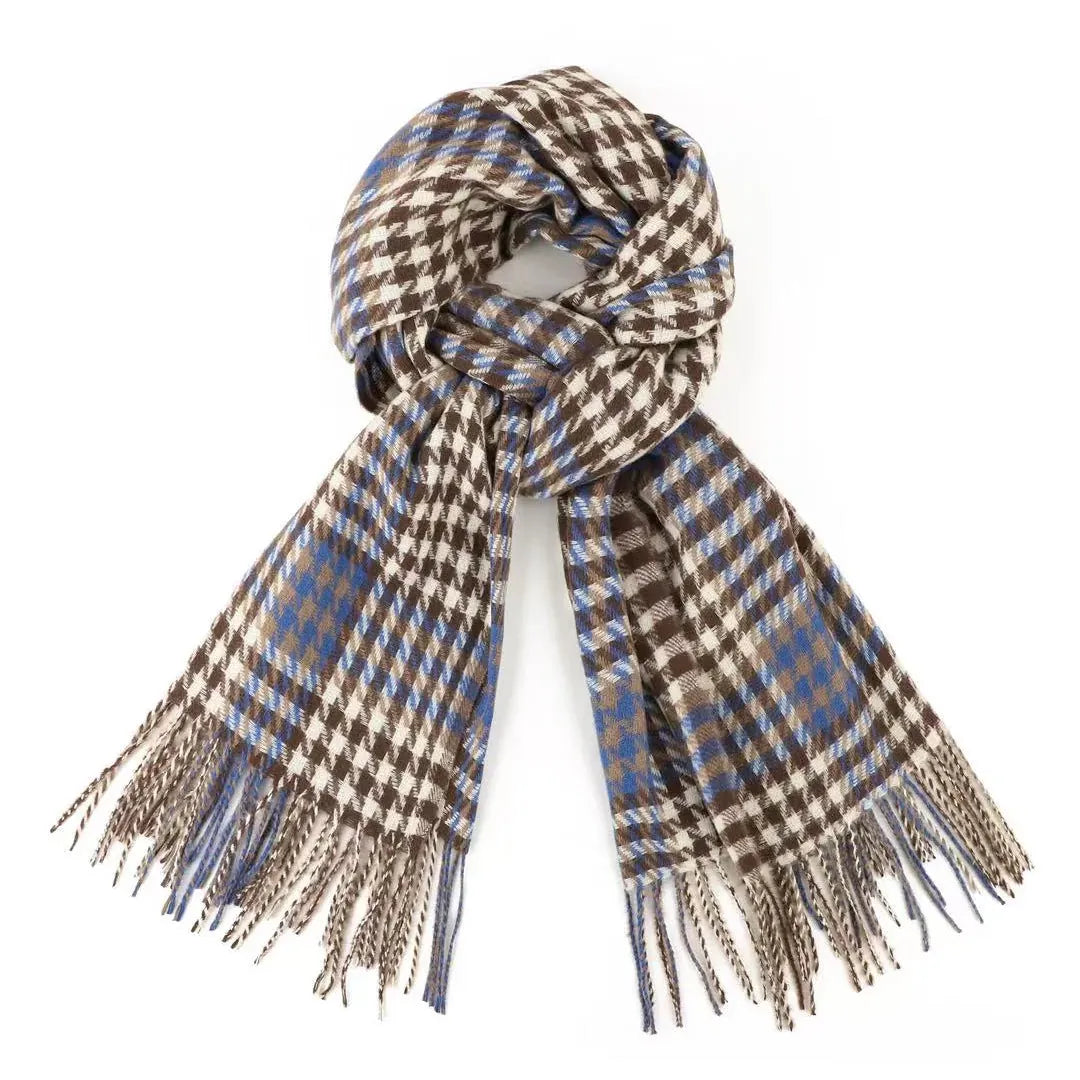 Greenwood Designs Houndstooth Scarf | Blue + Brown