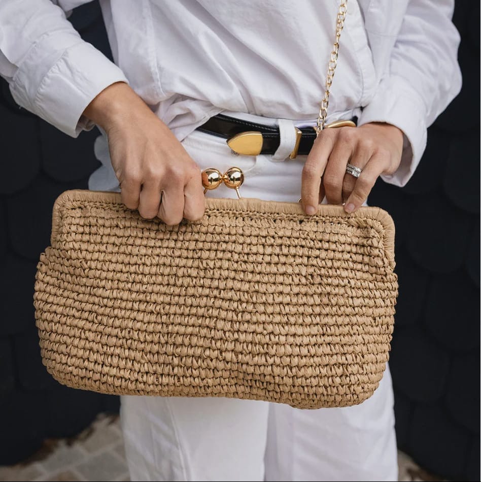Greenwood Designs Kate Raffia Clutch | Natural