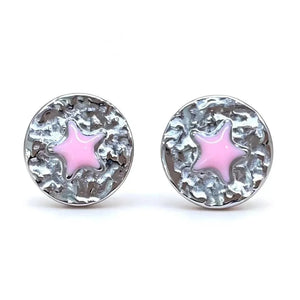 Greenwood Designs Stella Silver Star Stud Earring Pink