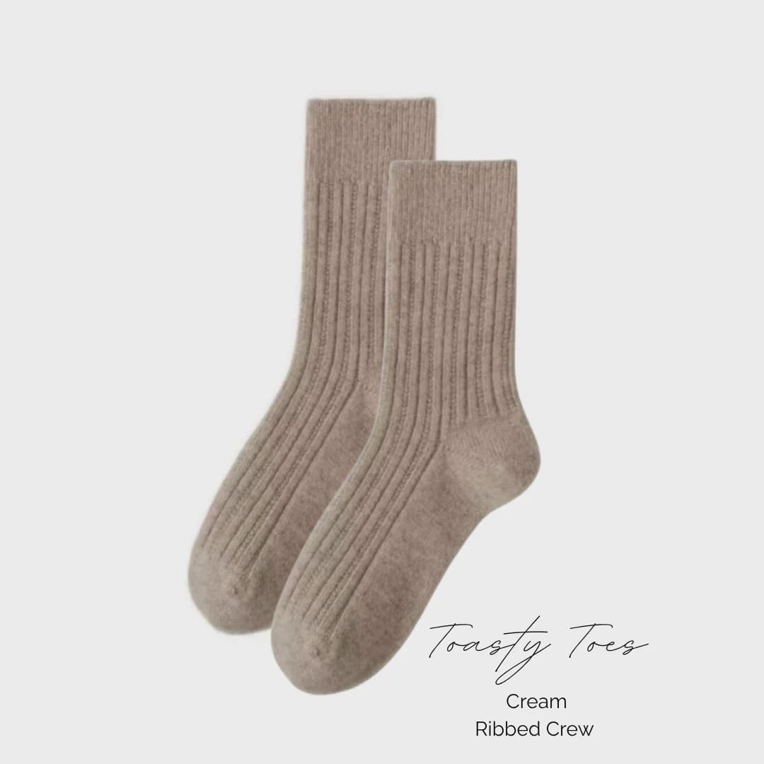 Greenwood Designs Toasty Toes Woollen Socks |6-10| Cream