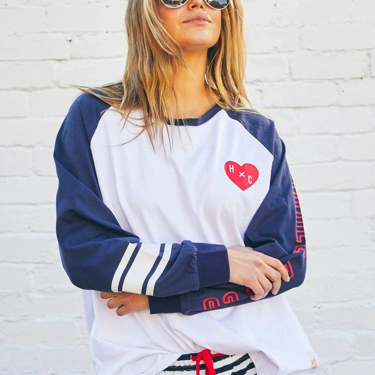 Hammill + Co Retro Heart L/S Tee | Navy + White | Hammill + Co