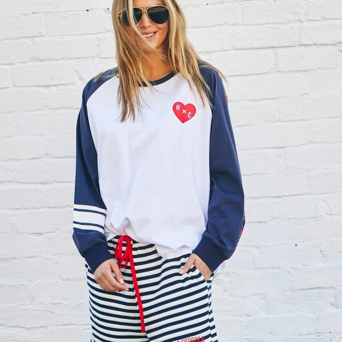 Hammill + Co Retro Heart L/S Tee | Navy + White | Hammill + Co