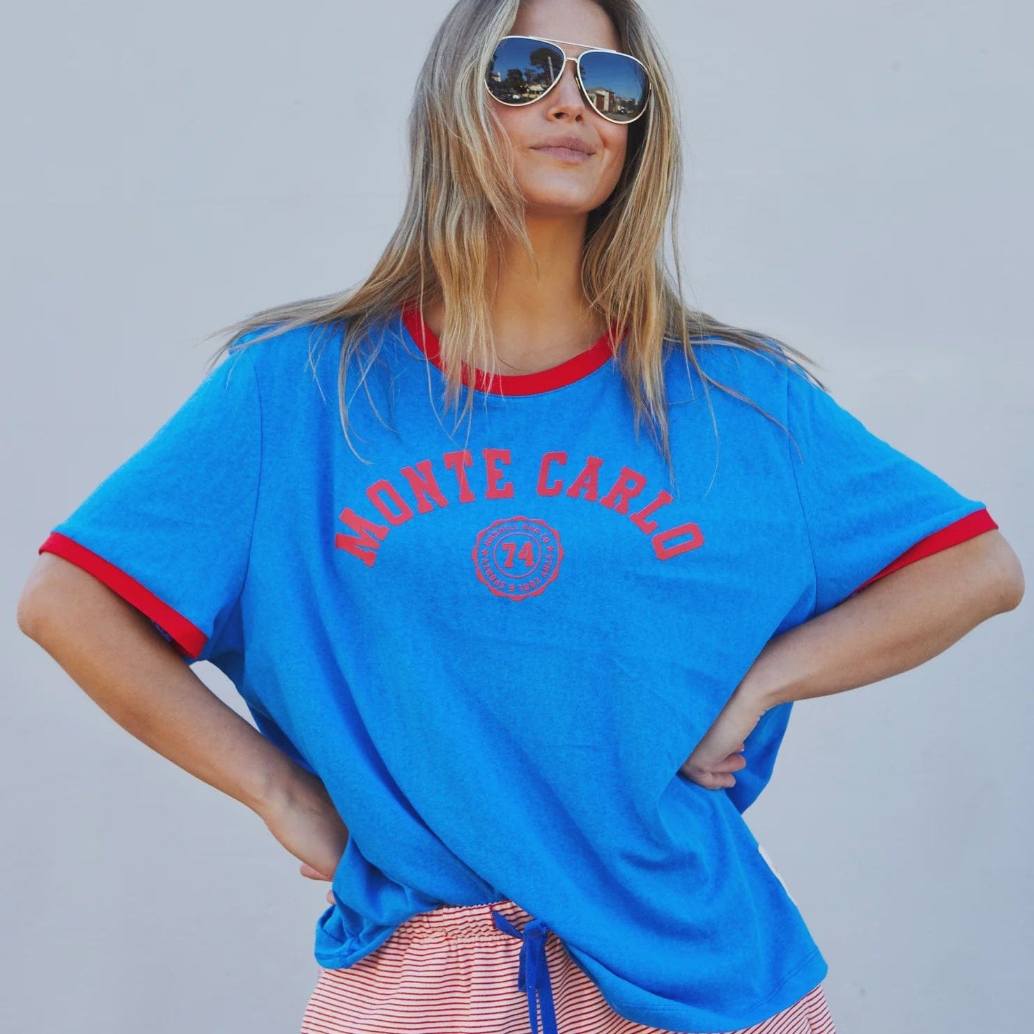 Hammill + Co Riviera Ringer Tee | Blue + Red | Hammill + Co