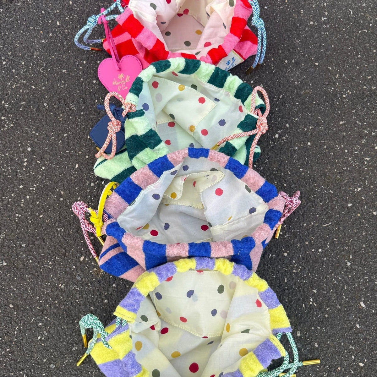 Hammill + Co Stripe Drawcord Bag | Green Stripe