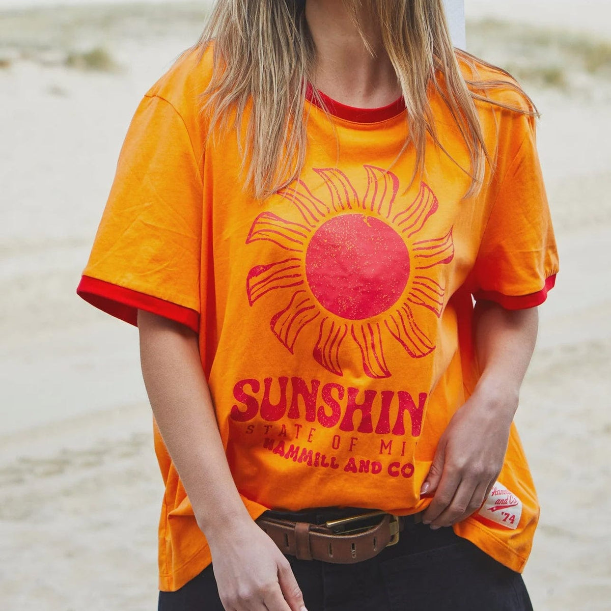 Hammill + Co Sunshine State of Mind Ringer Tee | Orange + Red | Hammill + Co