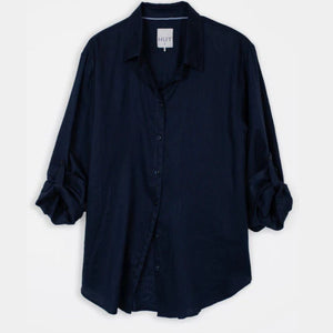 Hut Clothing Boyfriend Linen Shirt | Navy (no pocket)