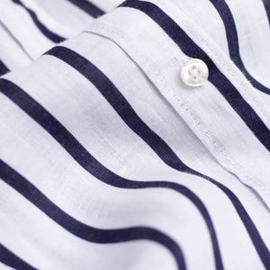 Hut Clothing Boyfriend Linen Shirt | Navy + White Stripe