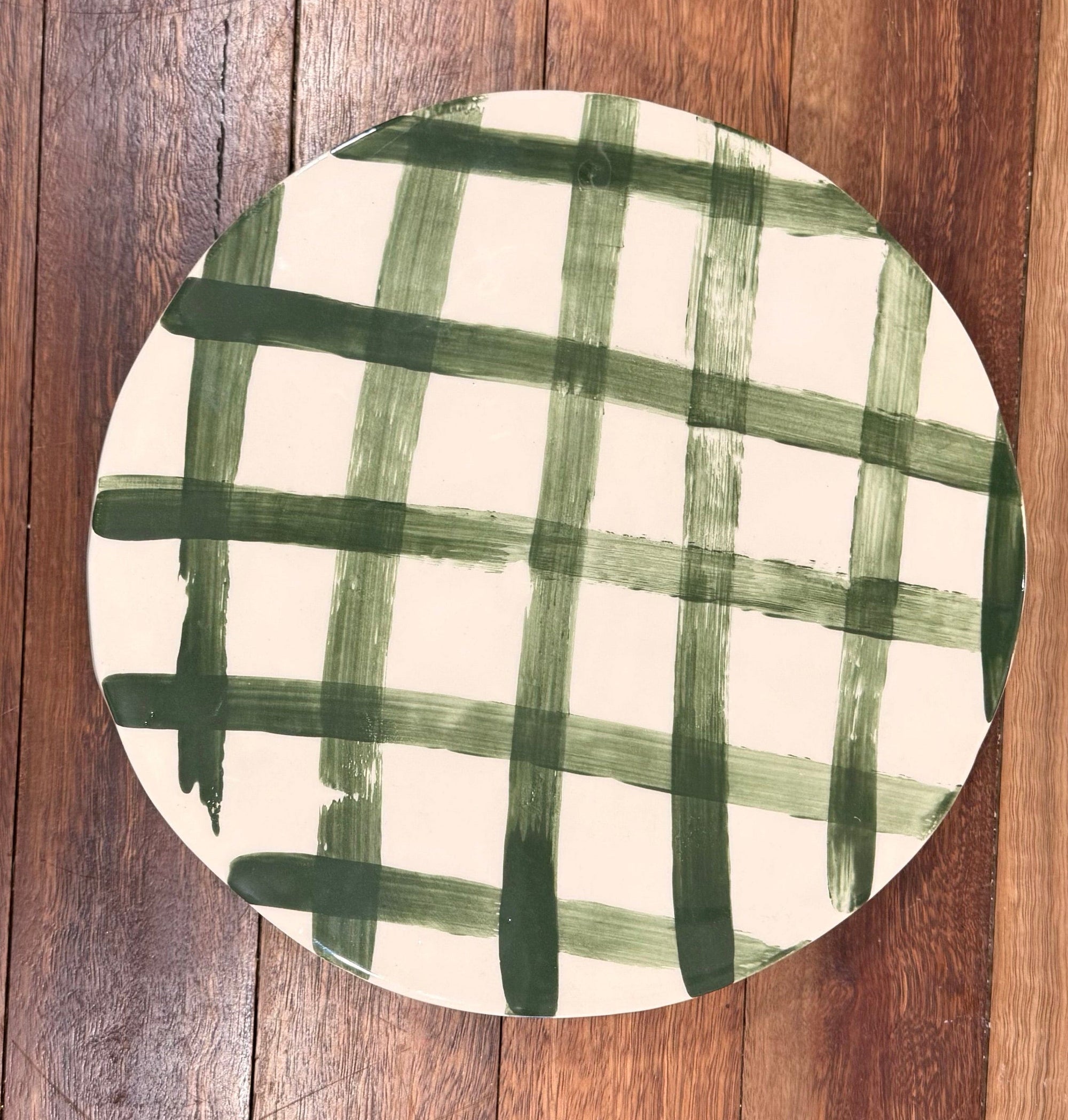 Late Night Pottery Cake Stand | Green Check