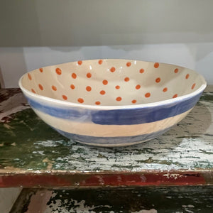 Late Night Pottery Happy Salad Bowl | Orange + Blue