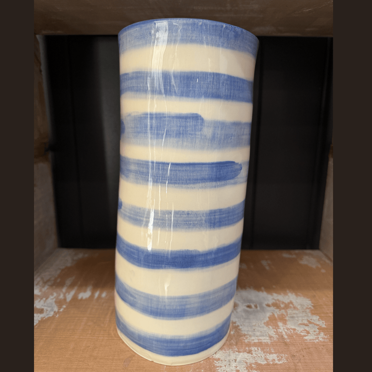 Late Night Pottery X-Large Vase | Royal Blue Stripe