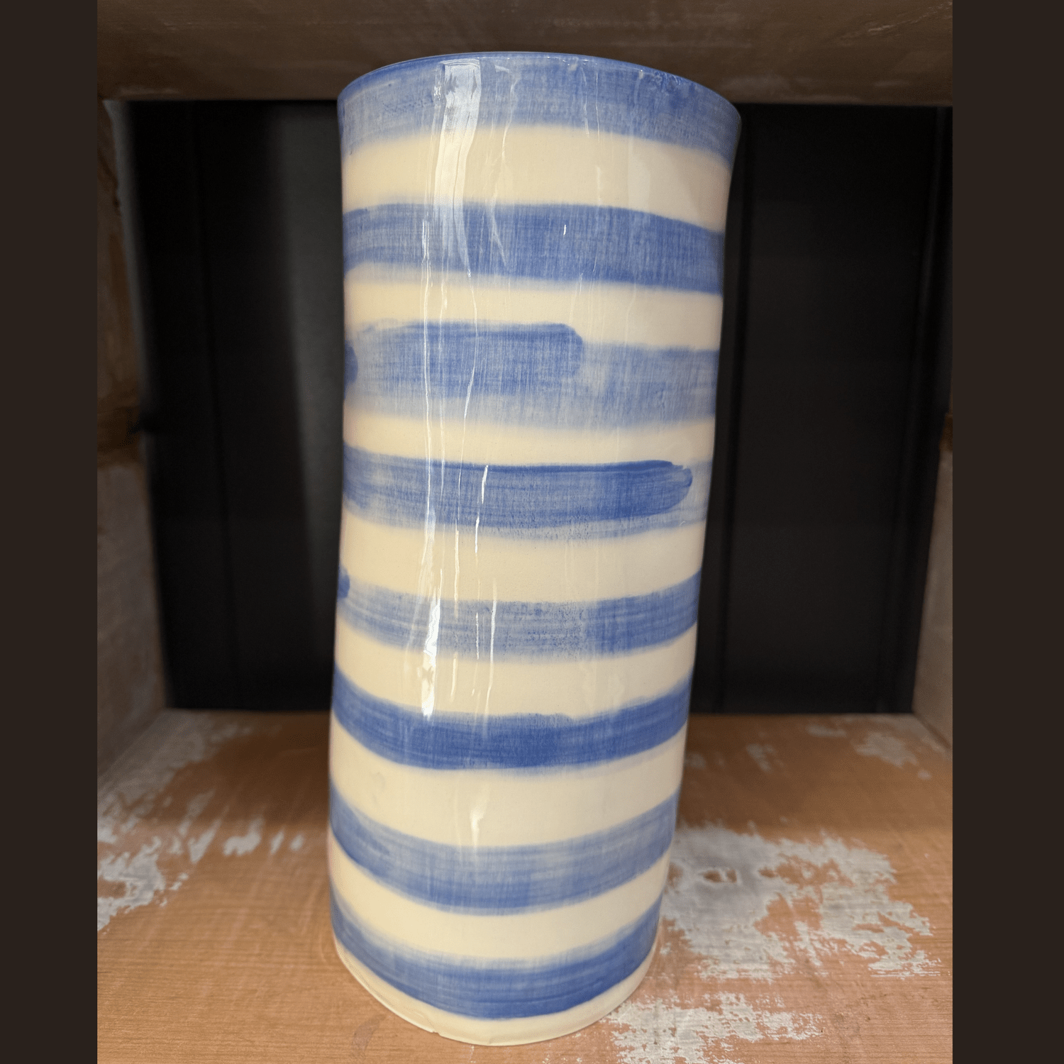 Late Night Pottery X-Large Vase | Royal Blue Stripe