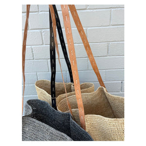 Made in Mada Alice Stitch Bag | Light Grey + Natural