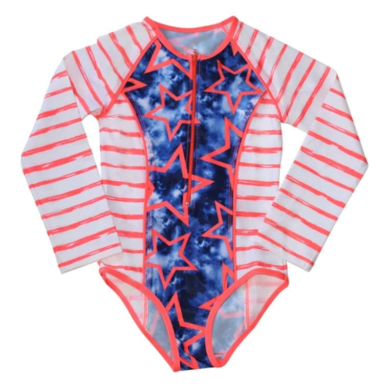 Mini Sandcrabs Long Sleeve Zip One Piece Tie Dye / 7