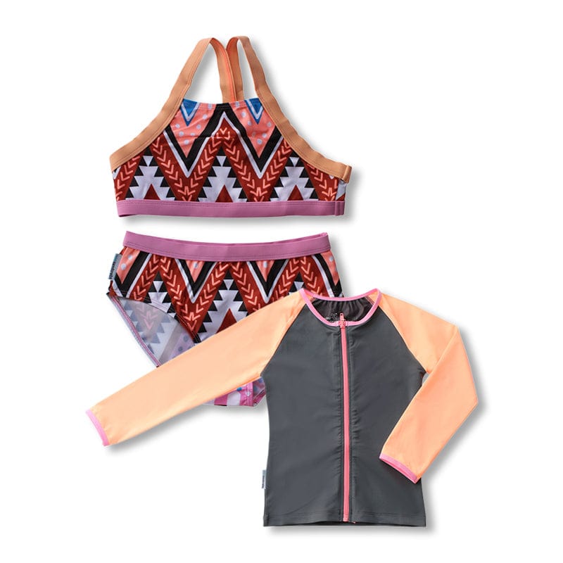 Mini Sandcrabs Zip Rashie Charcoal / 2