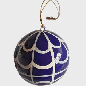 Mink + Me Hand Painted Paper Mauche Bauble Decoration | Navy Web