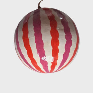 Mink + Me Hand Painted Paper Mauche Bauble Decoration | Red + Pink Stripe