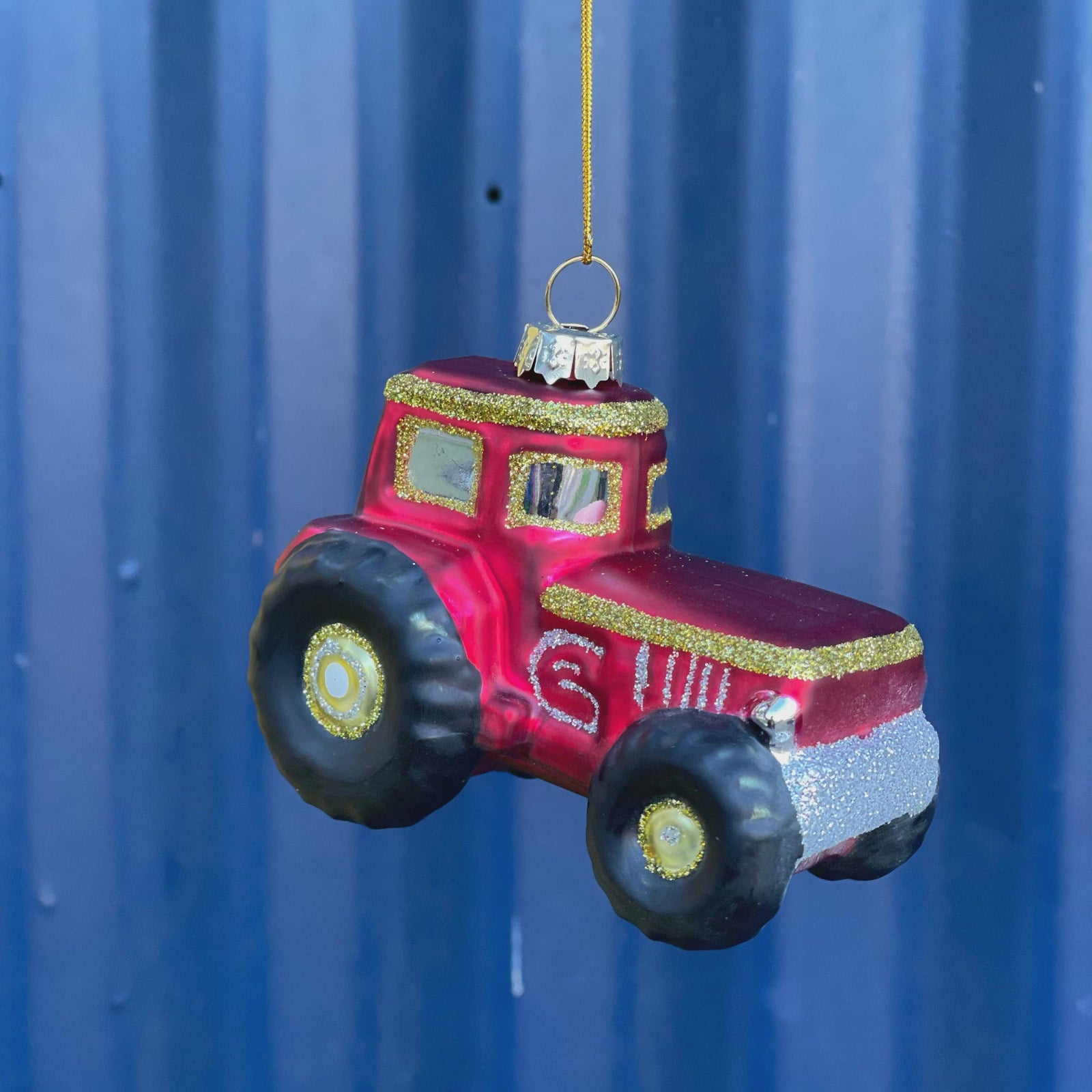 Mink + Me Red Tractor Glass Ornament