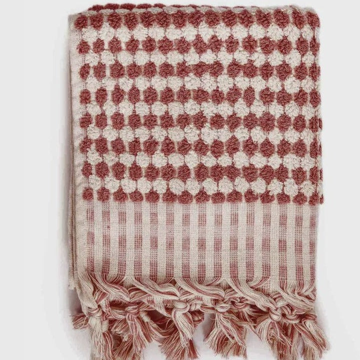 Miss April Towels Pom Pom Turkish Cotton Hand Towel | Rust