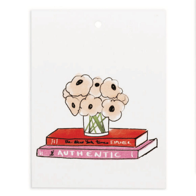 Miss Peahen Gift Tag - Books and Flowers