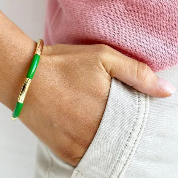 Mosk Melbourne Tube Bracelet | Gold + Green