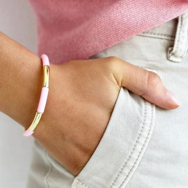 Mosk Melbourne Tube Bracelet | Gold + Pale Pink